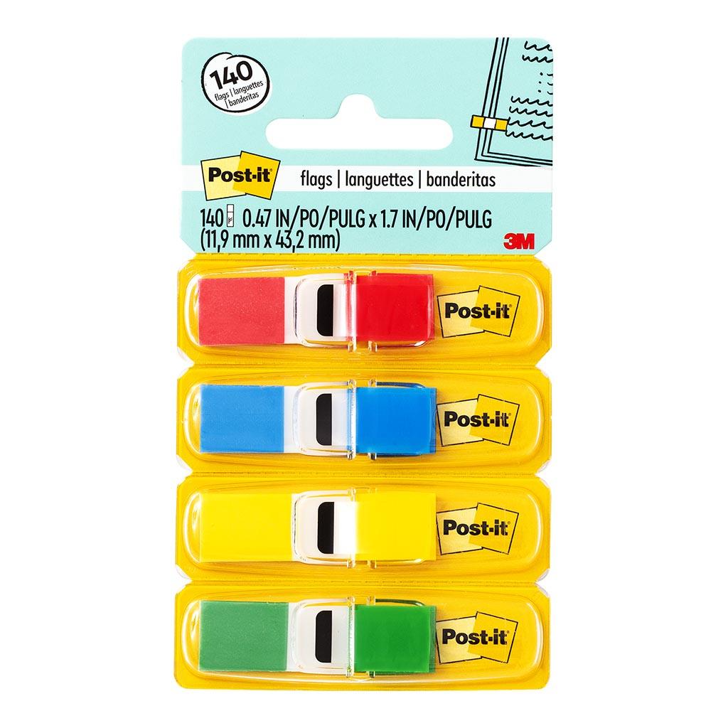 Post-it Flags 683-4 12x43mm Primary, Pack of 4